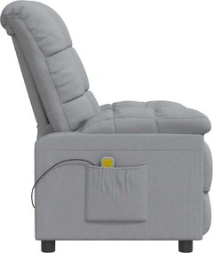 vidaXL Πολυθρόνα Μασάζ Ανοιχτό Γκρι Υφασμάτινη
