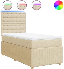 vidaXL Κρεβάτι Boxspring με Στρώμα Κρεμ 80 x 200 εκ. Υφασμάτινο