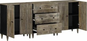 vidaXL 3 τεμαχίων Sideboards ανοιχτό γκρι μασίφ ξύλο Mango