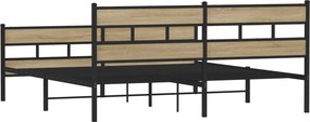 vidaXL Σκελετός Κρεβ. Χωρίς Στρώμα Sonoma Δρυς 193x203 εκ. Μεταλλικό