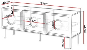Τραπέζι Tv Charlotte N114, Craft δρυς, Μαύρο, 151x61x40cm, 39 kg | Epipla1.gr
