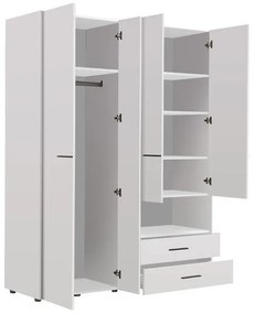 Ντουλάπα Leon 4K2FO Λευκό 161x55x205.5 εκ. 161x55x205.5 εκ.
