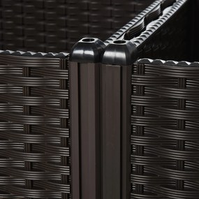 Outsunny Υπερυψωμένο παρτέρι, γλάστρα με τρύπες αποστράγγισης, γλάστρα σε εμφάνιση rattan, πλαστικό, καφέ, 40 x 40 x 44 cm