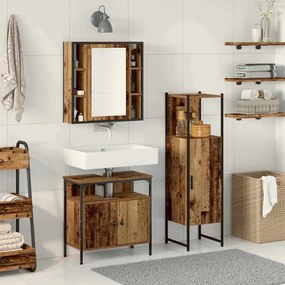 vidaXL Σετ Επίπλων Μπάνιου με ράφι 3 pcs Καφέ Επεξεργασμένο ξύλο