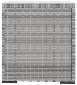 vidaXL Βοηθητικό Τραπεζάκι Γκρι 40x37x40,5εκ Συνθ Ρατάν/ Ψημένο Γυαλί