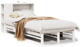 vidaXL Κρεβάτι Βιβλιοθήκη Χωρίς Στρώμα Λευκό 90x190 εκ Μασίφ Πεύκο