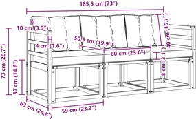 vidaXL Σειρά Καναπέ Εξωτερικού με μαξιλάρι 3 pcs Λευκό και Μπεζ