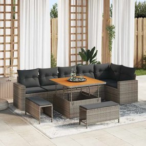 vidaXL Σετ Καναπέ Κήπου 9 pcs Γκρι συνθετικό ρατάν