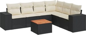 vidaXL Patio Sofa Set 6-θέσια Black and Cream