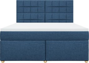 vidaXL Κρεβάτι Boxspring με Στρώμα Μπλε 180x200 εκ. Υφασμάτινο