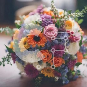 Σετ των 2 Intra Συλλεκτικό Ξύλινο Παζλ Plywood  4mm - Πολύχρωμο μπουκέτο λουλουδιών στο τραπέζι Σε Ξύλινο Κουτί - Διαστάσεις: 10x10 cm – 25 κομμάτια