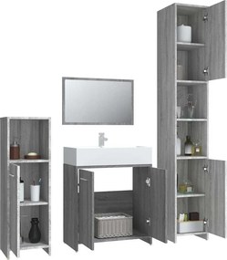 vidaXL Σετ Επίπλων Μπάνιου 4 Τεμαχίων Γκρι Sonoma Επεξεργασμένο Ξύλο