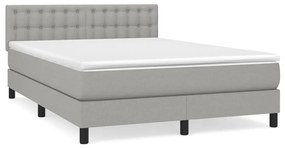 Κρεβάτι Boxspring με Στρώμα Ανοιχτό Γκρι 140x190 εκ. Υφασμάτινο - Γκρι