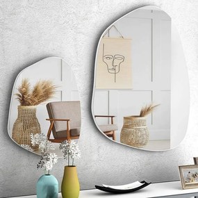 Καθρέφτες Τοίχου Denza (Σετ 2τμχ) 100x80x2,2cm White Μοριοσανίδα, Μελαμίνη