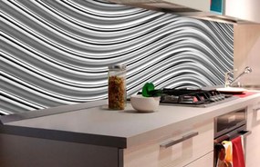 Αυτοκόλλητη φωτοταπετσαρία για κουζίνα ασημί waves - 260x60