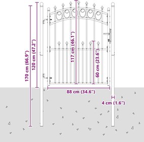 vidaXL Πύλη Φράχτη με Ακίδες Γκρι 150 x 100 cm