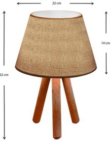Φωτιστικό επιτραπέζιο Lander Megapap ύφασμα/Pvc/ξύλο χρώμα μπεζ άμμου/καφέ 22x17x32εκ.
