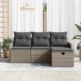 vidaXL Σετ Καναπέ Κήπου 4 pcs Γκρι 176 x 117 x 85 εκ Πολυ ράταν