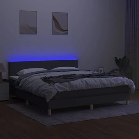 vidaXL Κρεβάτι Boxspring με Στρώμα &amp; LED Σκ.Γκρι 160x200 εκ Υφασμάτινο