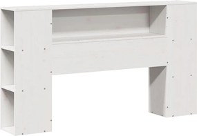 vidaXL Κρεβάτι Βιβλιοθήκη Χωρίς Στρώμα Λευκό 135x190 εκ Μασίφ Πεύκο