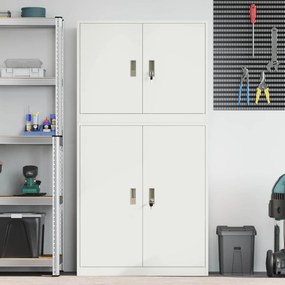 vidaXL Ντουλάπι αποθήκευσης 2 τμχ. Λευκό 90 x 40 x 175 εκ Ατσάλι