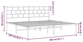 ΠΛΑΙΣΙΟ ΚΡΕΒΑΤΙΟΥ ΜΕ ΚΕΦΑΛΑΡΙ ΜΑΥΡΟ 200 X 200 ΕΚ. ΜΕΤΑΛΛΙΚΟ 355666