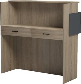 Γραφείο reception Optima pakoworld με led sonoma-ανθρακί 110x40x110εκ