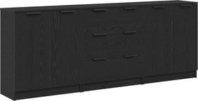vidaXL Πλαϊνό γραφείο 3 τμχ. Μαύρη Οξυά 180 x 30 x 70 εκ