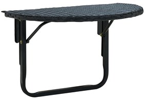 vidaXL Τραπέζι Μπαλκονιού Μαύρο 60 x 60 x 32 εκ. από Συνθετικό Ρατάν
