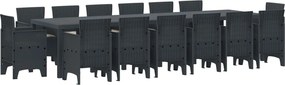 vidaXL Σέτ φαγητού για κήπο 15 τμχ. Ανθρακί Rattan Polt