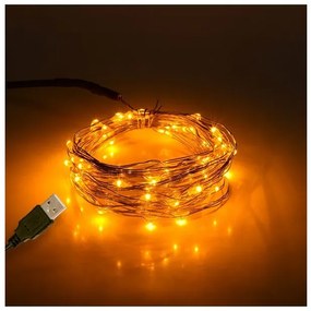 Διακοσμητική Γιρλάντα 5m 50 LED USB 3W 1600K Χάλκινο 79711 Globostar-79711-Χάλκινο 79711