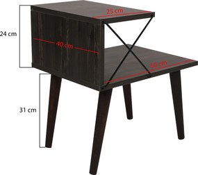 Κομοδίνο Σκούρο Καφέ CRARA 50x40x55
