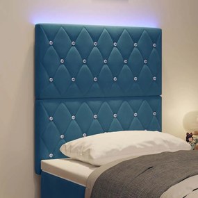 vidaXL Κεφαλάρι LED με φώτα λωρίδας LED Σκούρο Μπλε 80 cm Βελούδο