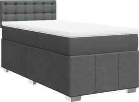 vidaXL Κρεβάτι Boxspring με Στρώμα Σκούρο Γκρι 90x190 εκ. Υφασμάτινο