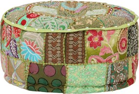 vidaXL Πουφ Patchwork Στρογγυλό Χειροποίητο Πράσινο 40x20 εκ. Βαμβάκι