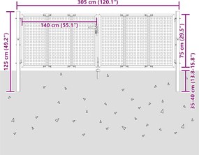 vidaXL Πόρτα Κήπου Ανθρακί 300x75 εκ. Ατσάλι