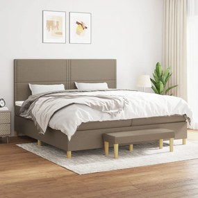 Κρεβάτι Boxspring με Στρώμα Taupe 200x200 εκ. Υφασμάτινο