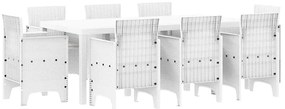 vidaXL Σέτ φαγητού για κήπο 9 pcs Λευκό Rattan Polt
