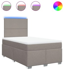 vidaXL Κρεβάτι Boxspring με Στρώμα Taupe 120x190 εκ. Υφασμάτινο