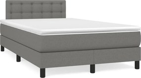 vidaXL Κρεβάτι Boxspring με Στρώμα &amp; LED Σκ.Γκρι 120x190εκ. Υφασμάτινο