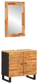 vidaXL Σετ Μπάνιου με αποθήκευση με πόρτα Φυσικό Στερεό ξύλο μάνγκο