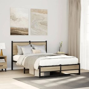 vidaXL Σκελετός Κρεβ. Χωρίς Στρώμα Sonoma Δρυς 120x200 εκ. Μεταλλικό