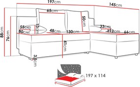 Γωνιακός καναπές Maxi-Mpez - 197.00Χ145.00Χ76.00cm