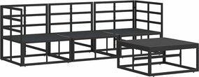vidaXL Σετ Καναπέ Κήπου 4 pcs Μαύρο Μέταλλο