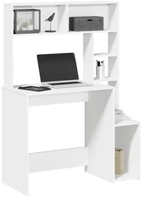 vidaXL Γραφείο  με ράφια Λευκό 100x45x140 cm Κατασκευασμένο ξύλο