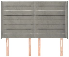 Κεφαλάρι με Πτερύγια Ανοιχτό Γκρι 147x16x118/128 εκ. Βελούδινο - Γκρι