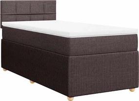 vidaXL Κρεβάτι Boxspring με Στρώμα Σκούρο Καφέ 90x200 εκ. Υφασμάτινο