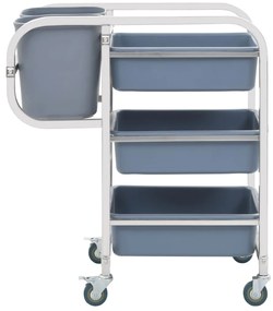 vidaXL Καρότσι Κουζίνας 82 x 43,5 x 93 εκ. με Πλαστικά Δοχεία