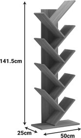 Βιβλιοθήκη Fyllo pakoworld ανθρακί 50x25x141.5εκ