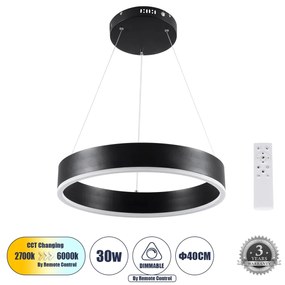 VENOM 61173 Κρεμαστό Φωτιστικό Δαχτυλίδι-Κύκλος LED CCT 30W 3513lm 120° AC 220-240V